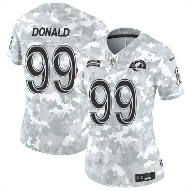 Womens Los Angeles Rams #99 Aaron Donald 2024 F.U.S.E Arctic Camo Salute To Service Limited Stitched Jersey Dzhi